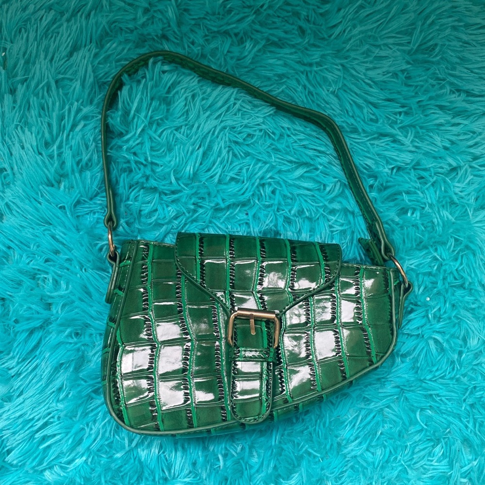Green Croc Saddle Bag